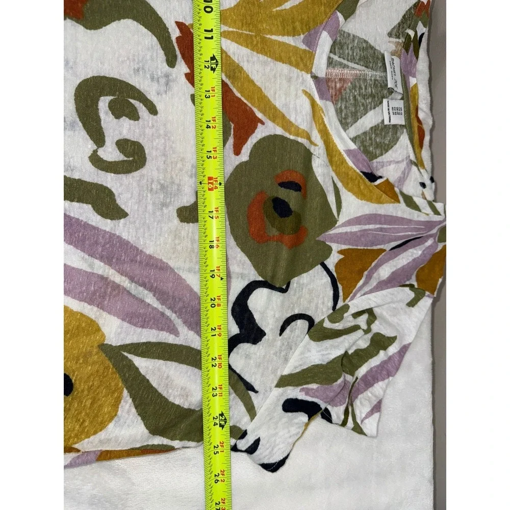 Rachel Zoe 100% Linen Top Women's 1X Floral Boho Coastal Cottagecore Artsy - Picture 5 of 7